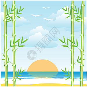 海和竹林图片