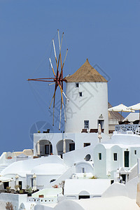 希腊圣托里尼奥亚老风车图片