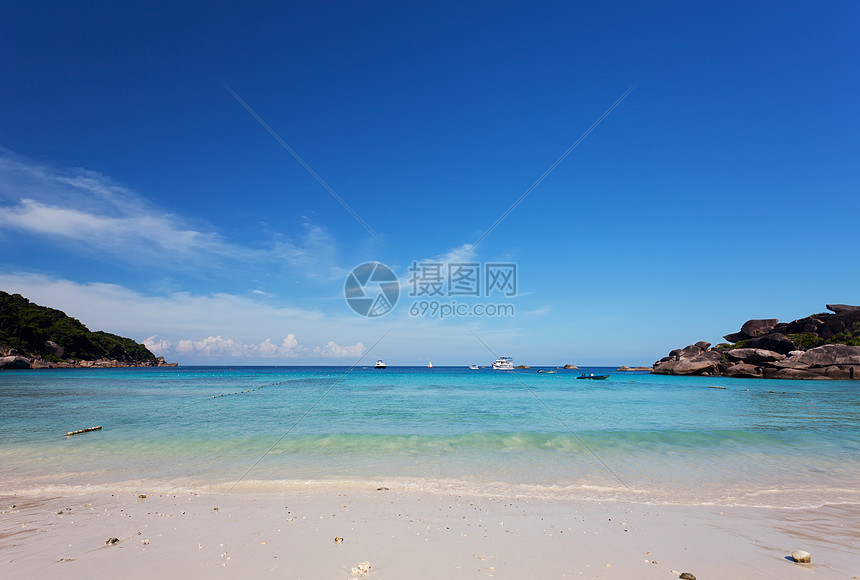 泰国西米利亚群岛海岸支撑海洋流动岛屿树木辞职海滩荒野海浪图片