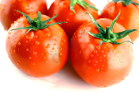 新鲜西红柿白色食物蔬菜绿色营养水果工作室红色饮食图片