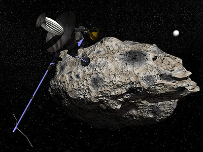 伽利略航天器发现Dactyl绕着小行星Ida的轨道运行图片