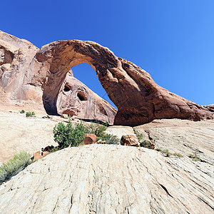 著名的Corona Arch的景象沉积生态环境地质学旅行侵蚀远足气候全景编队图片
