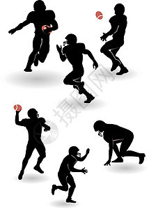 向量美式足球休盘集速度大学接待插图团队男人行动短跑橄榄球头盔图片