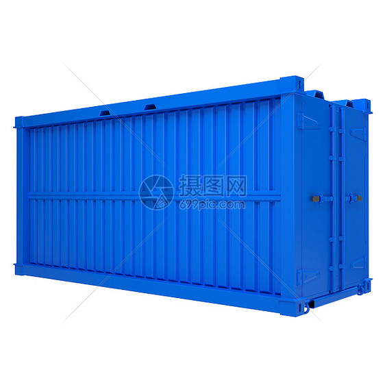 蓝色集装箱商品船运贮存金属载体酒吧进口工厂运输码头图片