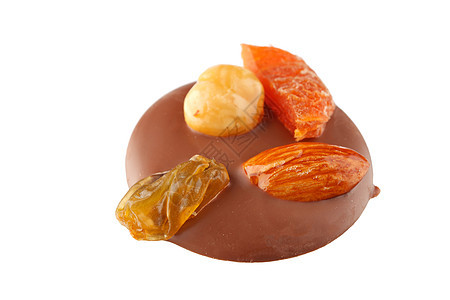 带有坚果的巧克力糖小吃棕色榛子营养甜点食物糖果美食水果酒吧图片