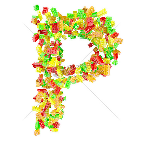 字母P由儿童区块组成图片