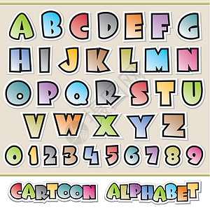 卡通字母收藏插图幼儿园标签拼写字体教育数字孩子们贴纸背景图片