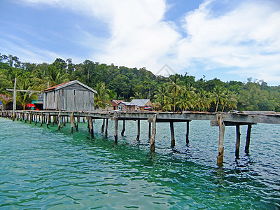 柬埔寨Koh Rong岛喷气公司支撑海岸旅游海湾天堂房子海岸线高跷热带海洋图片