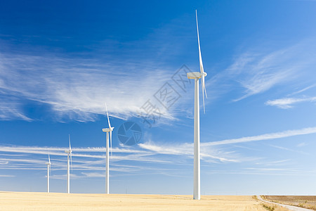 西班牙卡斯蒂利亚和里昂外观风车自然资源风能涡轮环境涡轮机风力电力发电图片
