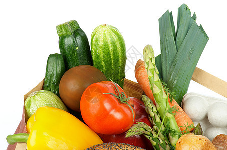 杂草袋黄色水果健康饮食杂货袋黄瓜面包容器红色纸袋福利图片