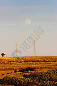 西班牙卡斯蒂利亚和里昂能量力量发电厂风力涡轮生产电力风车发电环境图片