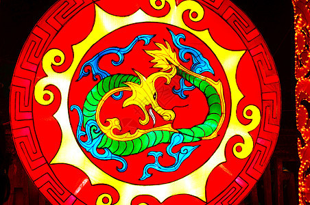 中国灯笼黄色圆形展览节日红色旅行图片