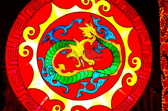 中国灯笼黄色圆形展览节日红色旅行图片