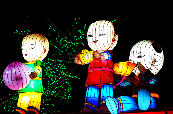 中国灯笼男孩们新年娃娃旅行财富展览孩子们节日玩具图片