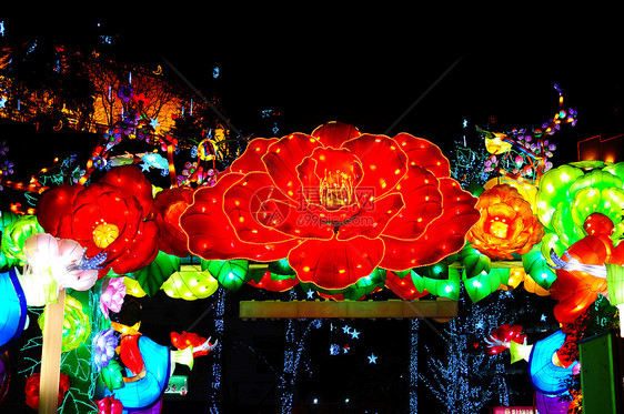 中国灯笼绿色展览旅行节日红色图片
