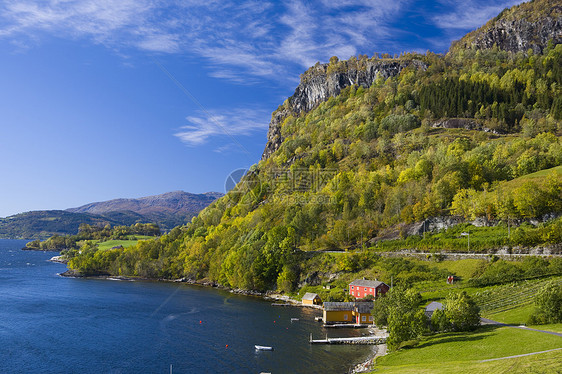 以挪威哈尔丹格尔峡湾为例世界海景岩石珊瑚礁支撑峡湾农村蓝色国家风景图片