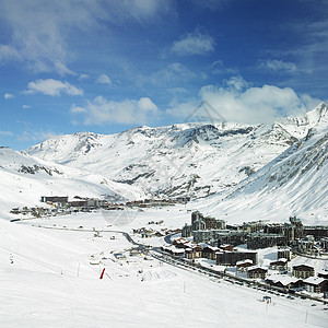 法国萨瓦阿尔卑斯山旅行山脉胜地山区山景世界季节滑雪外观图片