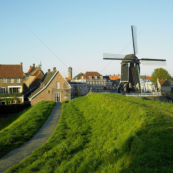 荷兰赫斯登 荷兰建筑物风车市政房子建筑学旅行外观城市世界位置图片