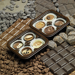 巧克力静止生活甜点糖果棕色营养诱惑巧克力盒内饰食物食品静物图片