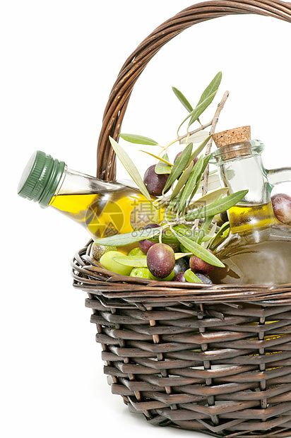 橄榄橄榄枝营养水果饮食背景树叶商业白色农业食物图片