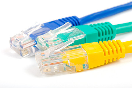 白上隔离的网络电缆数据技术橡皮路由器电线黄色白色插头接线社区图片