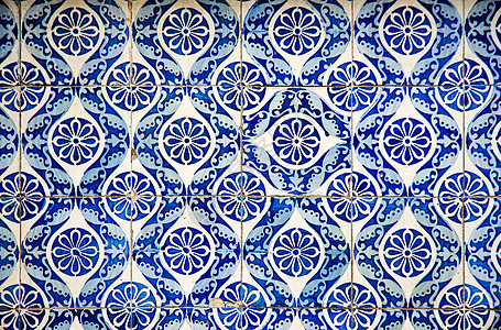 古老的陈腐典型瓷砖陶瓷蓝色手工控制板历史正方形工作水泥马赛克制品图片