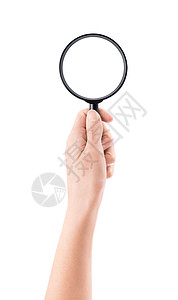 握着放大镜的手勘探侦探女性工具宏观实验商业审计光学调查图片
