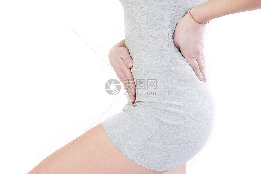 胃疼痛灰色内衣手指女士白色卵巢月经子宫按摩疼痛图片