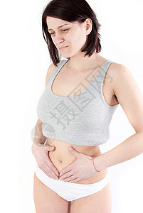 胃疼痛女士女孩月经白色疼痛内衣子宫痛苦按摩卵巢图片