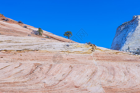 锡安公园石头蓝色天空悬崖公园远足外表旅游橙子岩石图片