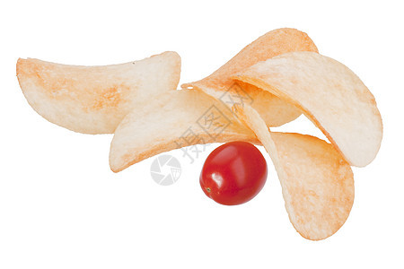 土豆薯片噼啪金子营养红色油炸食物圆形黄色白色芯片图片