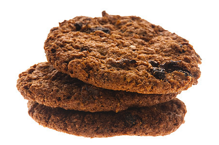 巧克力自制饼干 在白色背景上被孤立早餐芯片面包屑糕点传统垃圾小吃饮食诱惑育肥图片