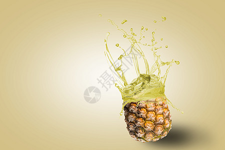 新鲜菠萝汁溢漏果汁液体水果运动水滴美食热带生活饮料气泡图片