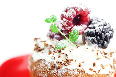 松饼加奶油 薄荷奶油 草莓 黑莓和核甜点糕点浆果水果工作室食物饮食飞碟美食巧克力图片