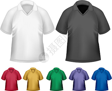 黑白男子和肤色男子 polo T恤衫 设计模板 Ve蓝色黑色袖子广告衣柜身体衣服纺织品服饰运动图片