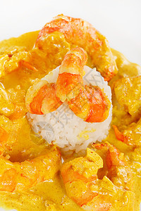 大米和虾虾黄色海鲜香料油炸盘子烹饪海鲜饭食物美味装饰品图片