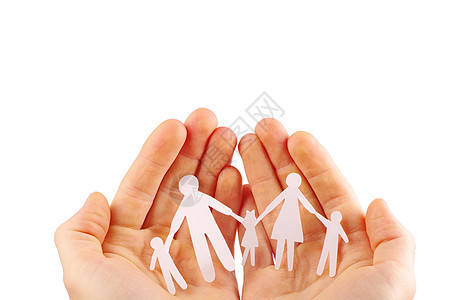在白色背景上被孤立的手握纸族学校丈夫男人婴儿儿子女孩童年女儿家庭妻子图片