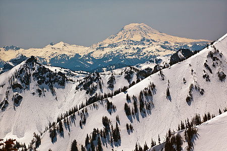 圣亚当斯雪山和海脊线山脉远景冰川雪山公吨首脑风景高山国家顶峰图片