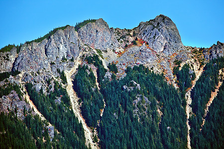 华盛顿州顶峰的西北本德山公吨树木旅行风景远景国家远足者首脑岩石图片