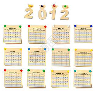 设定日历的2012年说明笔记本图钉文档日程公告别针活页夹软垫主食商业图片