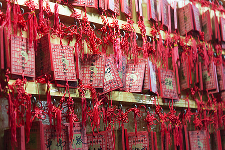 中国寺庙的幸运愿望风俗宗教迷信背景图片