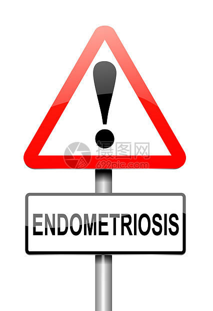 内分泌概念痛苦病痛警告插图症状保健疾病子宫白色路标图片