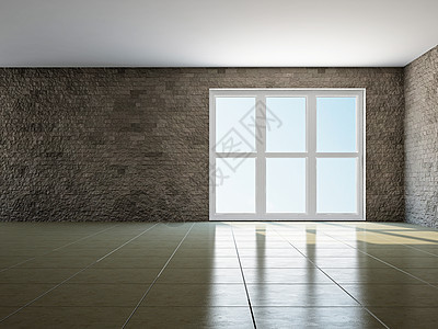 有窗口的空房间石头公寓住宅艺术装饰大厦窗户办公室大厅地面图片