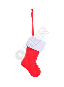 圣诞老人的红丝袜白色装饰品礼物传统红色装饰风格库存展示图片