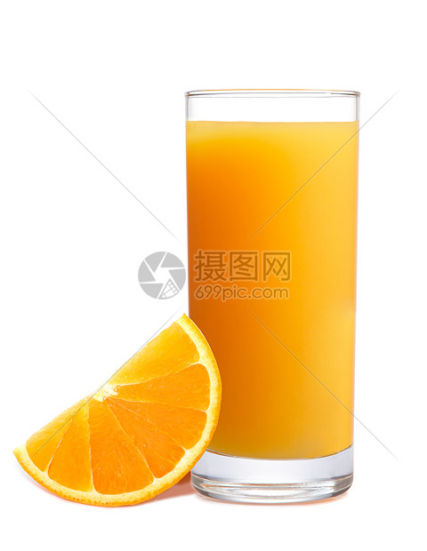 橙汁和白上孤立的橙子果汁饮食饮料工作室水果玻璃树叶甜点液体稻草图片