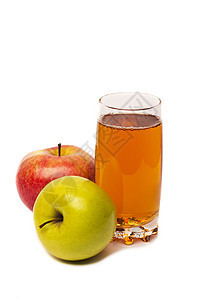 苹果果汁和苹果的玻璃杯白色食物水果橙子金子器皿饮料玻璃酒吧液体图片