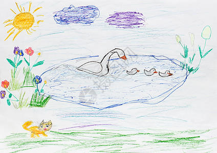 儿童绘画     鹅子家庭图片