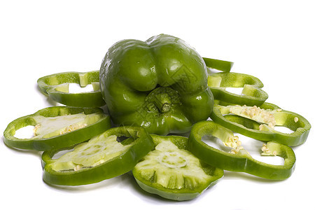 绿铃辣椒营养水果蔬菜白色种子圆圈胡椒食物绿色图片