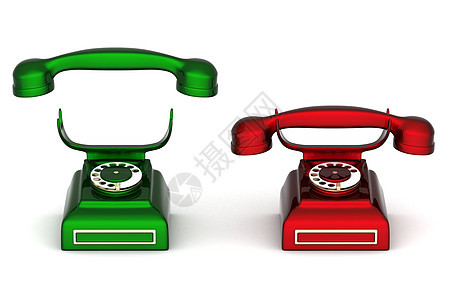 旧电话表盘绿色电缆红色听筒商业戒指旋转拨号网络背景图片