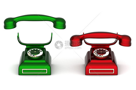 旧电话表盘绿色电缆红色听筒商业戒指旋转拨号网络图片
